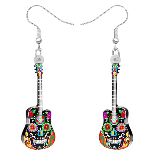DUOWEI Acryl niedliche Musik Bass E-Gitarre Ohrringe Charms Instrument Tropfen baumeln Schmuck Geschenke für Frauen Teenager Mädchen (Halloween) von DUOWEI