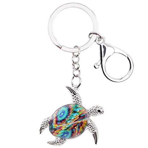 DUOWEI Süße Schildkröte Schlüsselanhänger Schlüsselring Schildkröten Deko Meeresschildkröte Geschenke für Damen Damen Mädchen (Blau) von DUOWEI