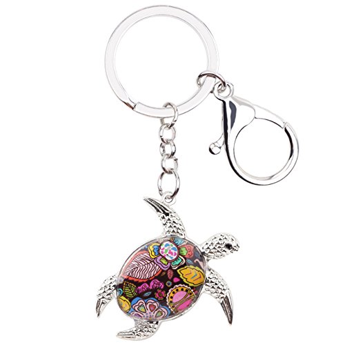 DUOWEI Süße Schildkröte Schlüsselanhänger Schlüsselring Schildkröten Deko Meeresschildkröte Geschenke für Damen Damen Mädchen (Rot) von DUOWEI