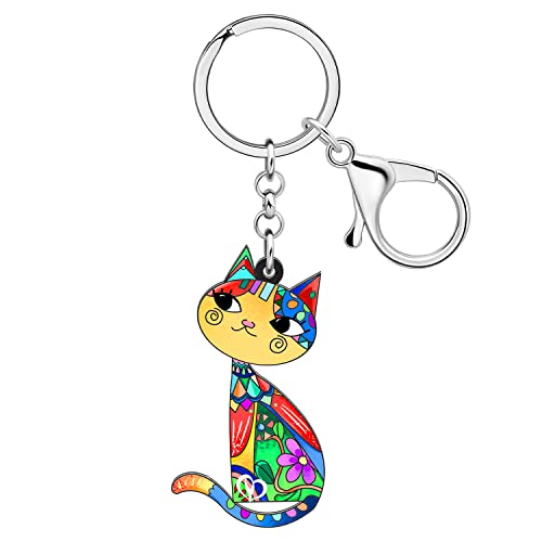 DUOWEI Schlüsselanhänger für Paare, graue Katze, Kätzchen, Acryl, Haustier-Schlüsselanhänger, Geldbörse, Dekoration für Frauen, Teenager, Mädchen, Charm-Geschenk, Cat G, Medium von DUOWEI