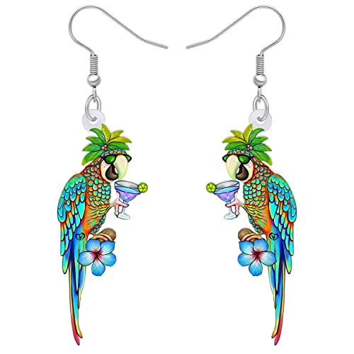DUOWEI Süß Acryl Papagei Ohrringe Aras Baumeln Schmuck für Frauen Mädchen Jimmy Buffett Urlaub Geschenke (Hawaii F) von DUOWEI