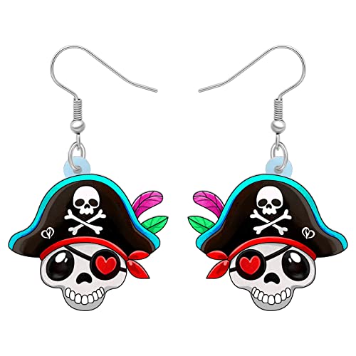 DUOWEI Süß Piratenschmuck Geschenke für Frauen Lustige Acryl Piraten Schädel Ohrringe Festival Charme für Teenager Mädchen (Pirat I) von DUOWEI