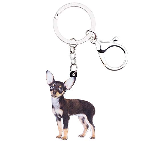 DUOWEI Cute Chihuahua Dog Keychain Acryl Haustier Schlüsselanhänger Schlüssel für Frauen Teenager Mädchen Charme Geschenk (Schwarz) von DUOWEI