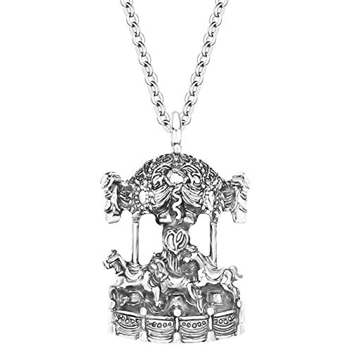 DUOWEI Valentinstag Merry Go Round Karussell Pferd Anhänger Halskette Neuheit Detaillierte Zink Legierung Antik Gold Silber Plattiert Schmuck für Frauen Liebhaber Mädchen Kinder Charme Geschenke (Neu) von DUOWEI