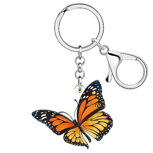 DUOWEI Vivid Acryl Morpho Monarch Schmetterling Schlüsselanhänger Handtasche Charm Ringe Sommer Geschenk für Damen (Monarchfalter) von DUOWEI