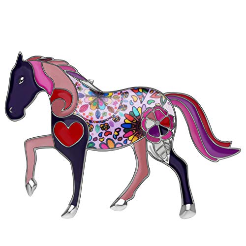 DUOWEI Süße Emaille Herz Pony Pferd Brosche Pins Schal Revers Kleidung Dekoration für Damen Mädchen Schmuck Geschenke (Violett) von DUOWEI