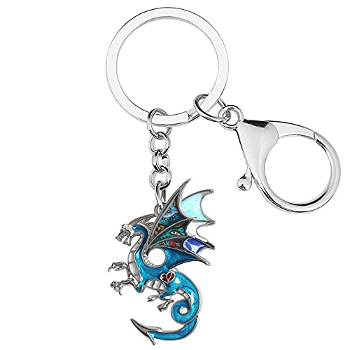 DUOWEI Zierliche Emaille Fliegender Drachen Schlüsselanhänger Dragon Schlüsselring Geldbörse Handtasche Charm Geschenke für Damen Mädchen (Marine) von DUOWEI