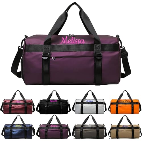 Personalisierte Reisetasche Für Frauen Aufgestickte Namen Individuelle Reisetasche Mit Nassfach Und Schuhfach Reise- Yoga- Und Fitnessstudio-Aufbewahrung Umzugsgeschenk von DUOYUN