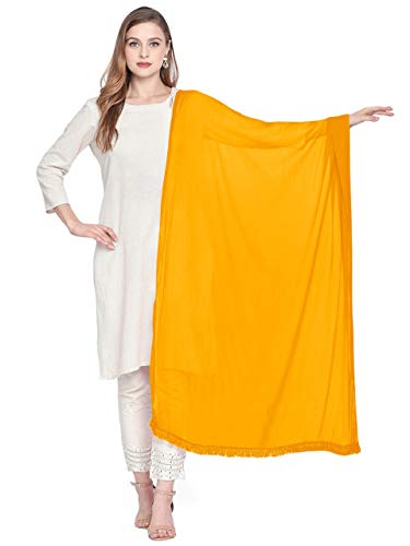 DUPATTA BAZAAR Damen Chiffon Dupatta mit Spitze am Rand., Mangogelb, Einheitsgröße von DUPATTA BAZAAR