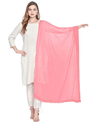 DUPATTA BAZAAR Damen Chiffon Dupatta mit Spitze am Rand., Pfirsich, Einheitsgröße von DUPATTA BAZAAR