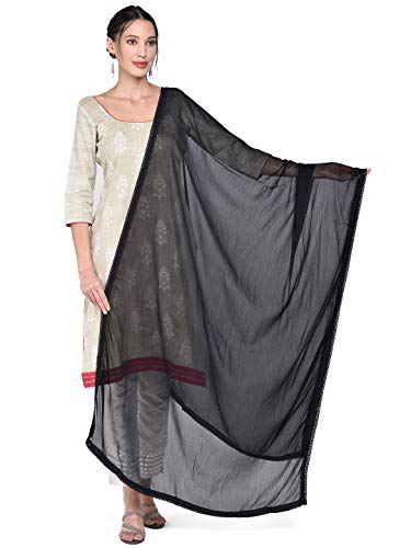 DUPATTA BAZAAR Damen Dupatta aus reinem Chiffon mit Spitze von DUPATTA BAZAAR