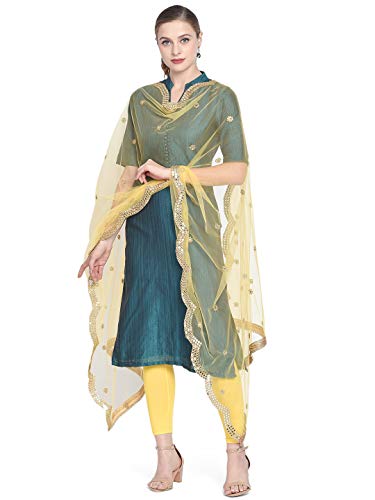 DUPATTA BAZAAR Damen-Netz Dupatta, Gelbgelb, Einheitsgröße von DUPATTA BAZAAR