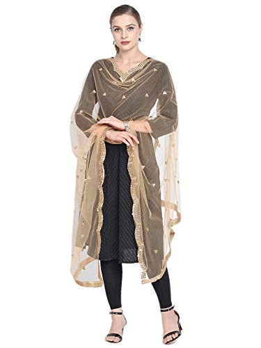 DUPATTA BAZAAR Damen-Netz Dupatta, Gold, Einheitsgröße von DUPATTA BAZAAR