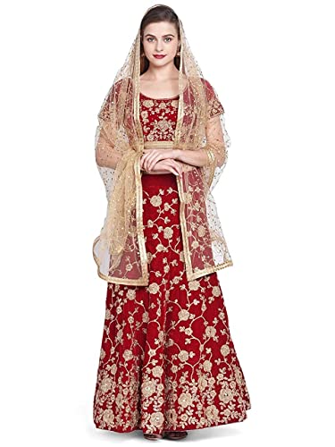 DUPATTA BAZAAR Damen bestickt Gold Netz Dupatta von DUPATTA BAZAAR