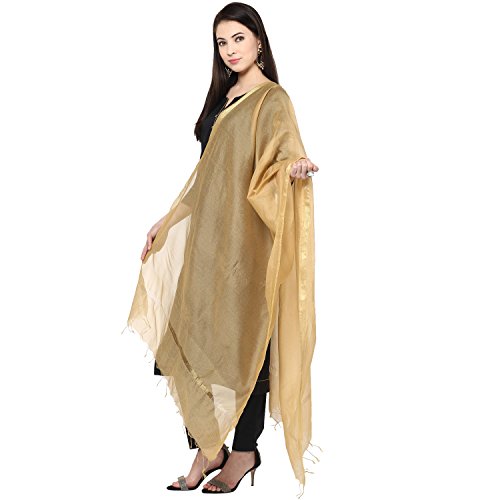 DUPATTA BAZAAR Frauen Plain Silk Dupatta Free Size Beige von DUPATTA BAZAAR