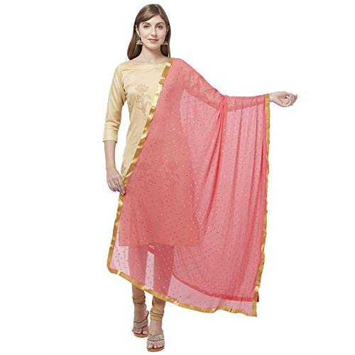 Dupatta Bazaar Damen Dupatta aus Chiffon - Pink - Einheitsgröße von DUPATTA BAZAAR