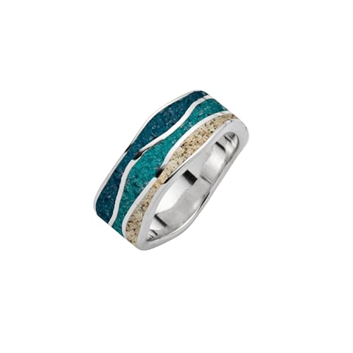 DUR Ring Strandwellen aus 925 Sterling Silber mit Stein- und Strandsand, Größe: 58, R5588.58 von DUR