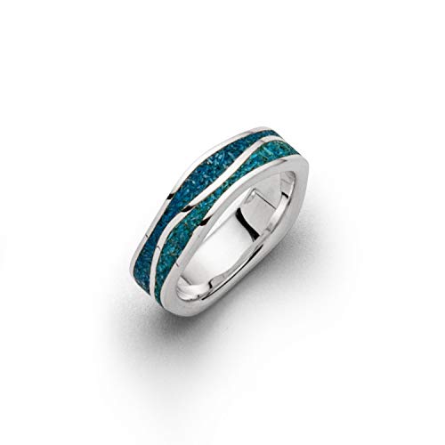 DUR Damen Ring"Meeresblau schmal" aus 925er Silber Größe 58 (18.5) R5104.58, 58 (18.5) von DUR-Schmuck
