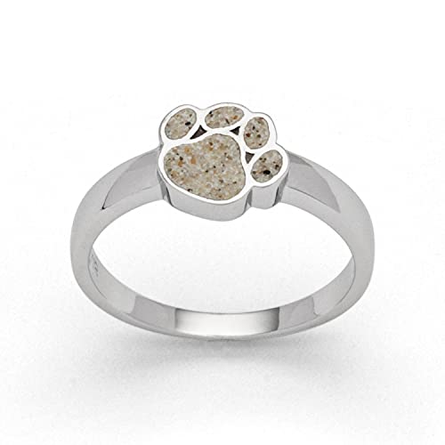 DUR Damen Ring"Pfote" Strandsand aus 925er Silber Größe 54 (17.2) R5609.54, 54 (17.2) von DUR-Schmuck