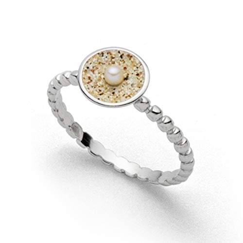 DUR Damen Ring"Sandschale" Perle rhodiniert aus 925er Silber Größe 62 (19.7) R4971.62, 62 (19.7) von DUR-Schmuck