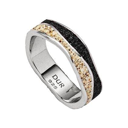 DUR Damen Ring"Welle Sand/Lavasand" aus 925er Silber Größe 66 (21.0) R5591.66, 66 (21.0) von DUR