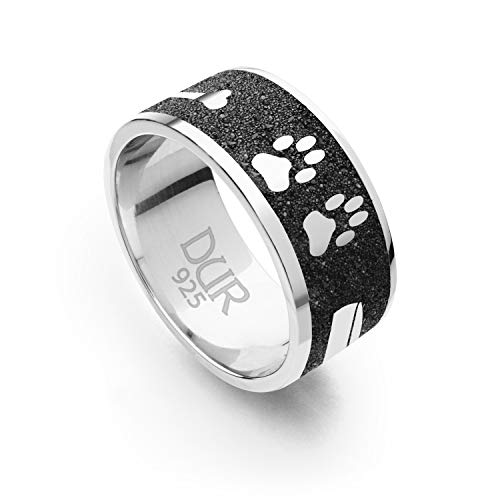 DUR Lucky Dog Damen Ring aus Sterling-Silber und Lavasand in der Farbe Silber/Lavasand, Größe: 52, R466352 von DUR-Schmuck