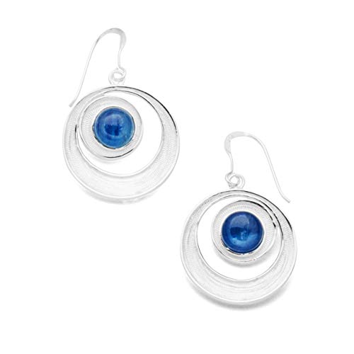 DUR Ohrhänger „Meeresstrudel“ aus anlaufgeschütztem 925er Sterling-Silber mit blauem Kyanit – Eleganter Spiralschmuck mit maritimer Inspiration, Maße: 38 x 23 x 2,3 mm, O4921 von DUR-Schmuck