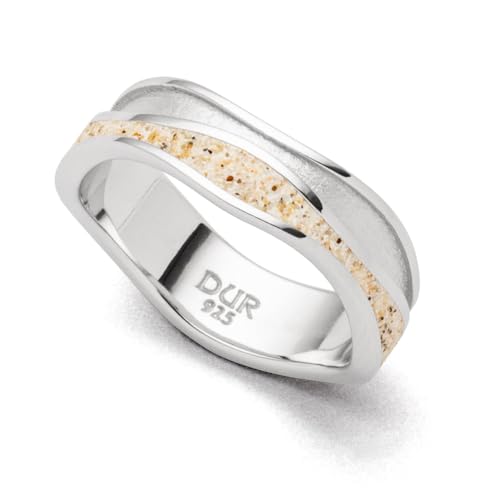 DUR Schmuck Ring Strandwellen Strandsand, Silber 925/- rhodiniert,Größe: 58 (R5733) von DUR