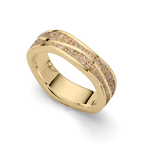 DUR Ring Welle aus vergoldetem 925 Sterling Silber mit Steinsand veredelt, Größe: 54, Gold/Beige, R5294.58 von DUR