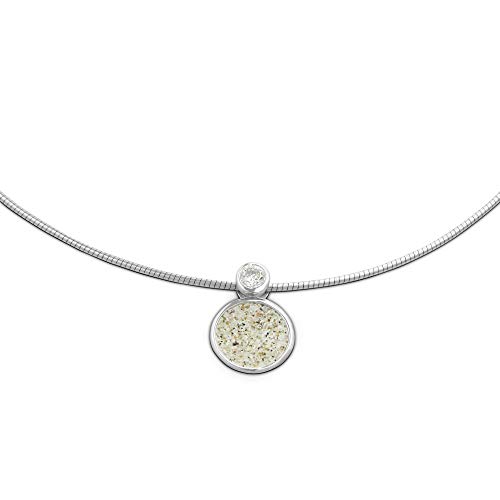 DUR Damen Halskette Polarstern aus Sterling-Silber mit Strandsand und Zirkonia in der Farbe Silber-Sand, Maße: 42cm, K2456 von DUR
