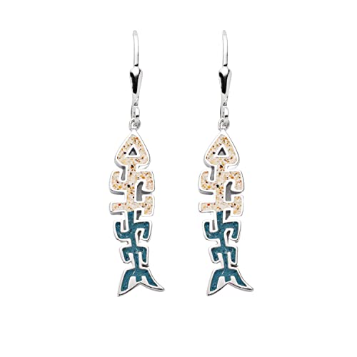 DUR-Schmuck Damen Ohrhänger „Fischgräte Ostsee“ mit Strandsand & blauem Steinsand – 925er Silber rhodiniert – maritimes Design – handgefertigt, O5471 von DUR-Schmuck