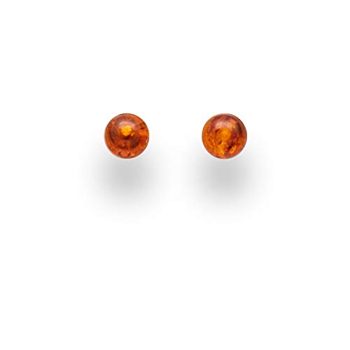 DUR Damen Bernstein Ohrringe aus Sterling-Silber und Bernstein in der Farbe Silber-Braun-Orange, Maße: 9mm, O5124 von DUR