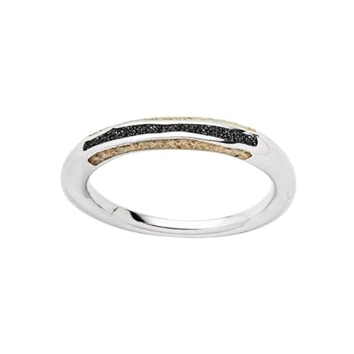 DUR-Schmuck Ring „Wellenspiel“ mit Strandsand & Lavasand – rhodiniertes 925er Silber – handgefertigt – maritimer Schmuck, Gr. 52, R5987.52 von DUR-Schmuck