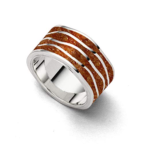 DUR Ring Strandwellen aus 925 Sterling Silber mit Bernstein, Größe: 56, R5240.56 von DUR-Schmuck