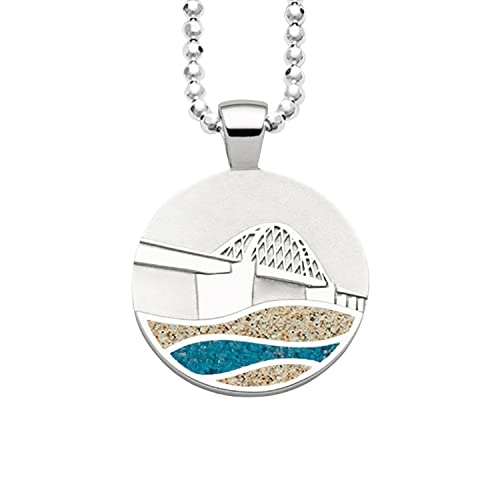 DUR-Schmuck exclusiver Anhänger FEHMARN SUNDBRÜCKE Strandsand, Steinsand, Silber 925/- rhodiniert (P4246) von DUR-Schmuck