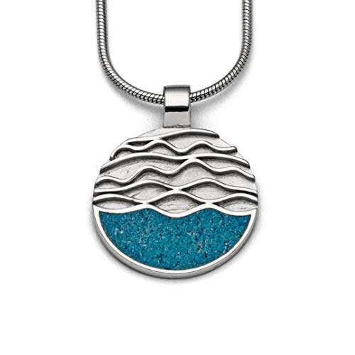 DUR Schmuck Anhänger Strandwellen blauer Steinsand, Silber 925/- rhod. (P3580) von DUR