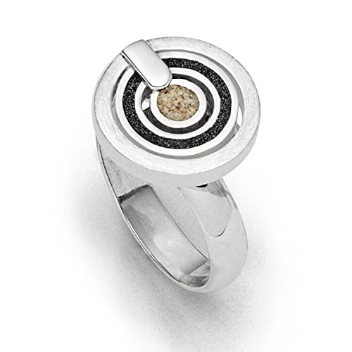 DUR Schmuck: Ring „Schwarzer Pirat klein“ – Silberring mit Strandsand & Lavasand, verstellbare Ringschiene, 15 mm, R5660.G von DUR-Schmuck