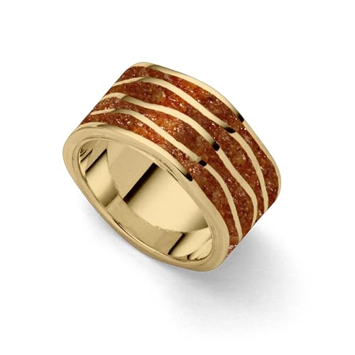 DUR Strandwellen Ring aus vergoldetem 925 Sterling Silber mit Bernstein veredelt, Größe: 54, R5240.54 von DUR-Schmuck