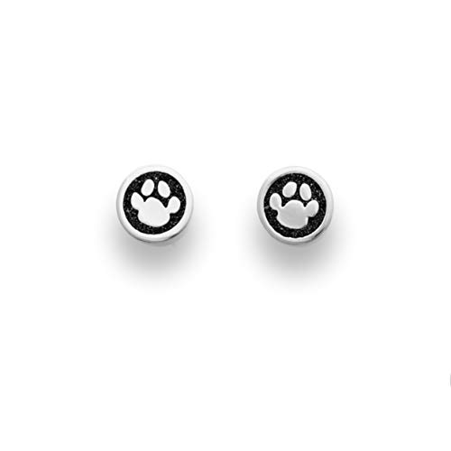 DUR Damen Ohrstecker Lucky Dog aus Sterling-Silber und Lavasand in der Farbe Silber-Schwarz, Maße: 8mm, O4836 von DUR