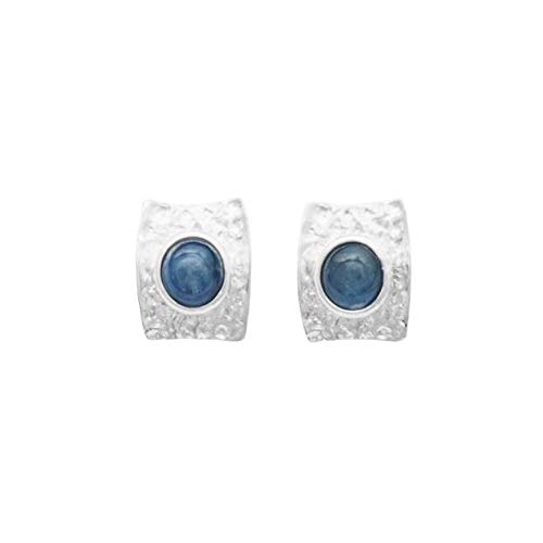 Ohrstecker "Wasserblau" | 925 Sterling Silber | Mit echtem Kyanit-Stein | Ohrringe Silber gehämmert | O4866 von DUR-Schmuck