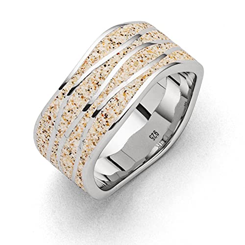 DUR Schmuck Damen Ring STRANDWELLEN, 925 er Sterling-Silber und echter Strandsand von DUR