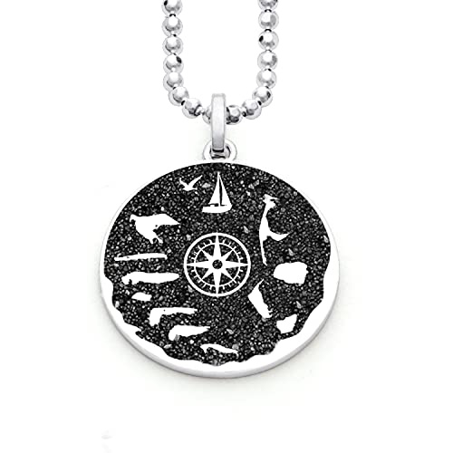 DUR Anhänger für Halsketten Nordsee Kompassrose Lavasand, aus 925 Sterling Silber, B: 31 mm, P3947 von DUR