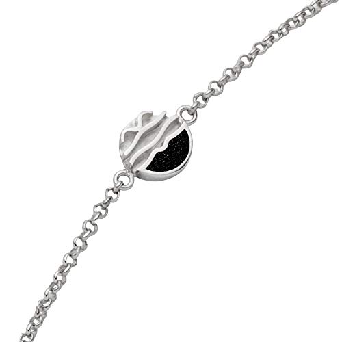 DUR Schmuck zierliches Armband Strandwellen Lavasand, Silber 925/- rhodiniert, 16,5cm + 2cm (A1654) von DUR