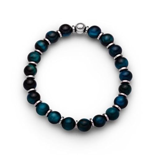DUR Armband mit blauem Tigerauge, Hämatit und 925er Sterling-Silber – Hochwertiges Design mit Natursteinen, Maße: 6 mm x 160 mm, A1608.16 von DUR