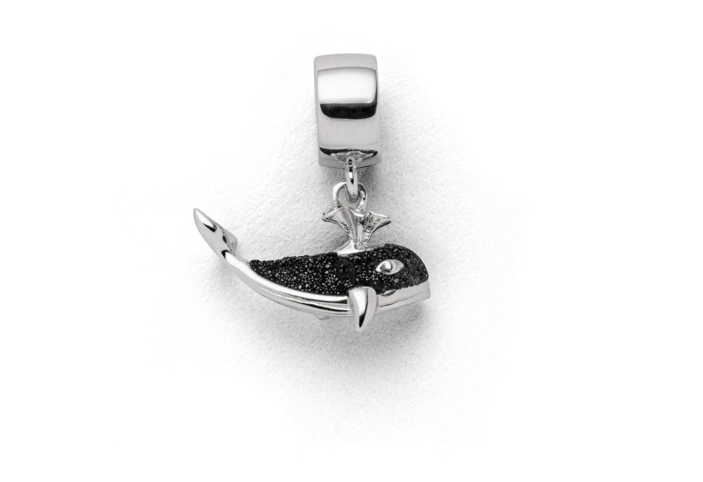 DUR Bead Charm F283 – Bead-Anhänger „Walfisch“ mit Lavasand, 925er Silber, 15 mm, mit Öse von DUR