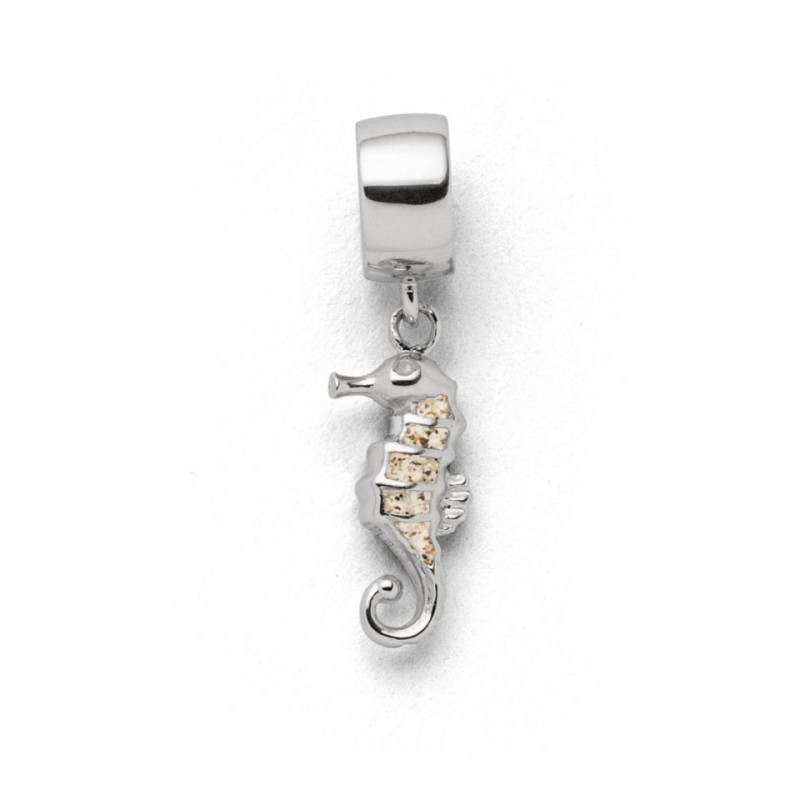 DUR Bead Charm F278 – Bead-Anhänger „Seepferd“ mit Strandsand, 925er Silber, 6,5×13 mm, mit Öse von DUR