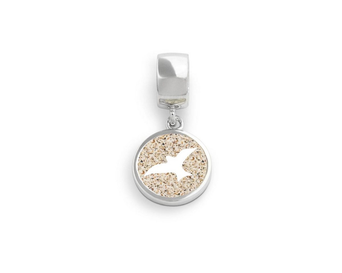 DUR Charm-Einhänger F161 „Möwe“, 10 mm – Anhänger aus 925er Silber mit Strandsand & Öse, maritimer Silberschmuck von DUR