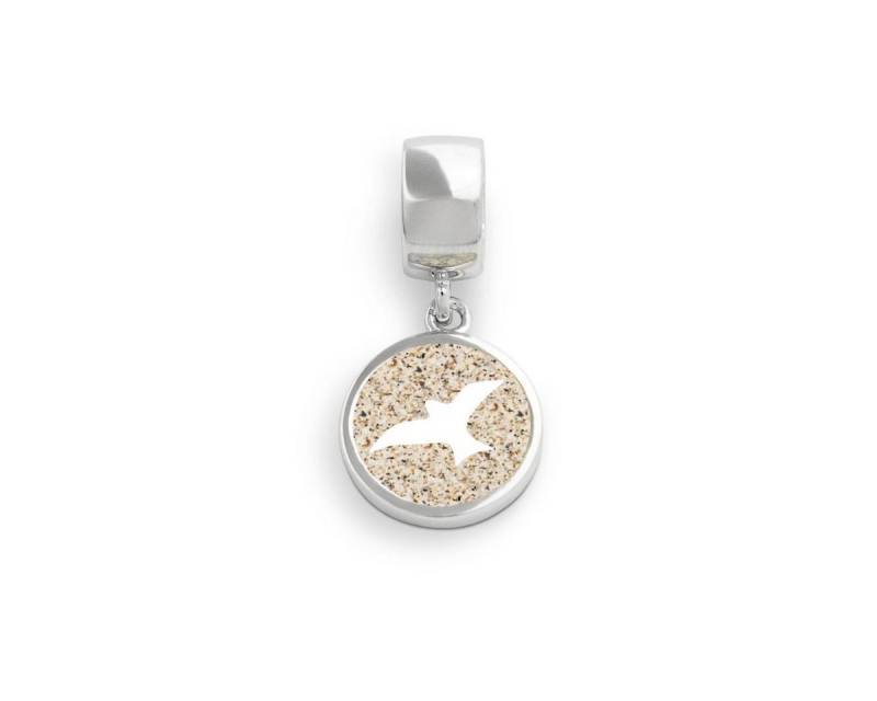 DUR Charm-Einhänger F161 „Möwe“, 10 mm – Anhänger aus 925er Silber mit Strandsand & Öse, maritimer Silberschmuck von DUR