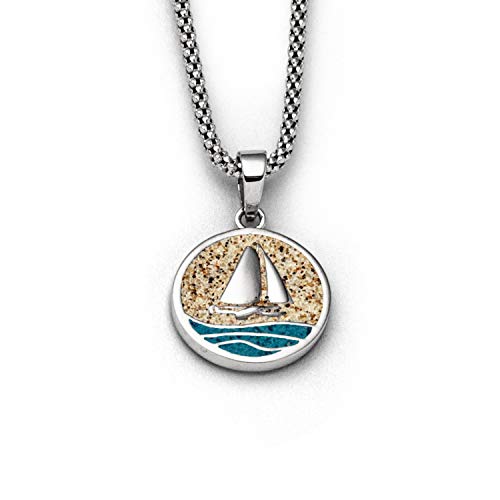 DUR Schmuck Anhänger AHOI blauer Steinsand, Strandsand, Silber 925/- rhodiniert (P3847) von DUR