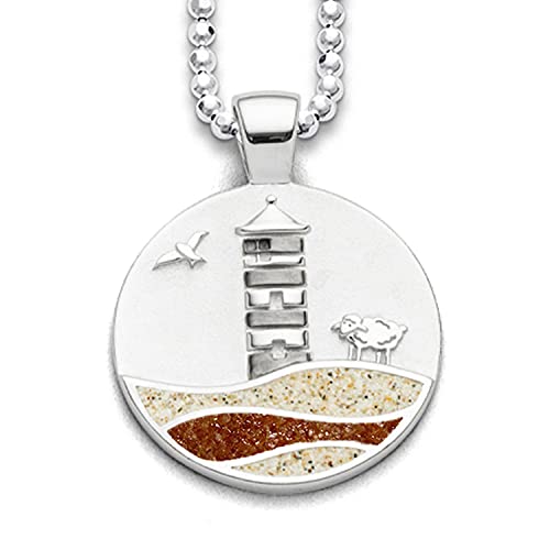 DUR Schmuck Anhänger "Pilsumer Leuchtturm"Strandsand/Bernsteinsand, Silber 925/- rhodiniert P3958 von DUR